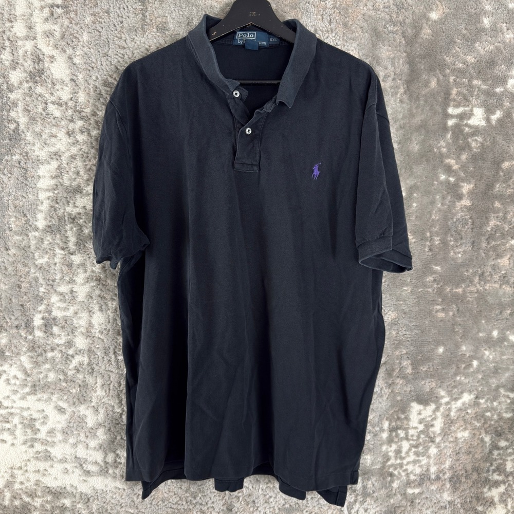 Polo Ralph Lauren Size XXL Pique Pony Logo Casual Polo Shirt Black SS Men